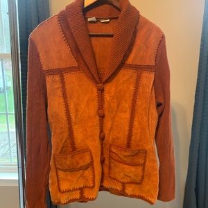 Vintage Suede Crochet Cardigan